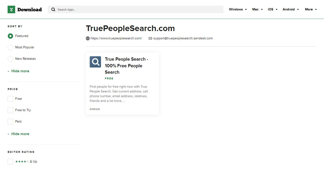 TruePeopleSearch.com - CNET Download